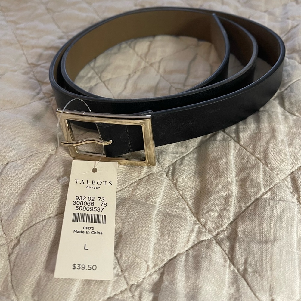 Talbots Black Leather Belt